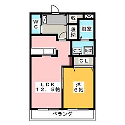 プリウス・アミティ 1LDKの間取図画像