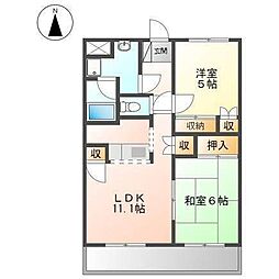 ハーツウィーズアサヒ 2LDKの間取図画像