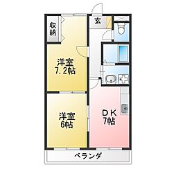 コーポイーグル3 2DKの間取図画像