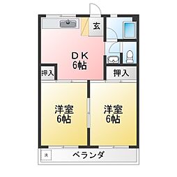 松屋ビル 2DKの間取図画像
