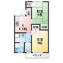 シティプラザ学戸 2Kの間取図画像