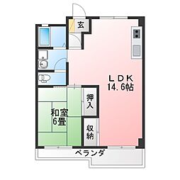 バンノウハイツ 1LDKの間取図画像
