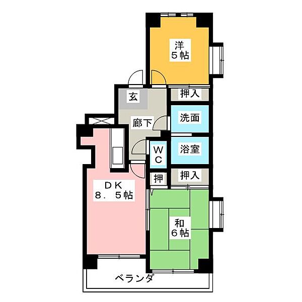 ゆきマンション ｜愛知県北名古屋市六ツ師道毛(賃貸マンション2DK・4階・48.89㎡)の写真 その2