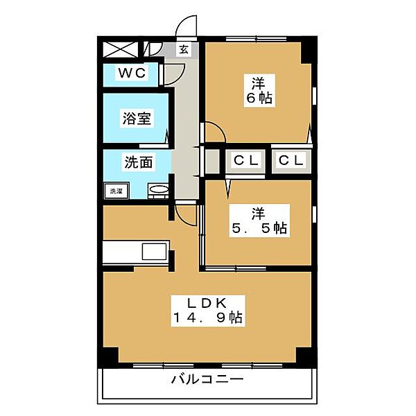 ソシア大口 ｜愛知県北名古屋市井瀬木鴨(賃貸マンション2LDK・3階・60.00㎡)の写真 その2