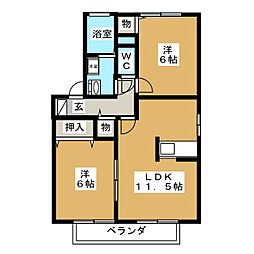 エスポワール久地野 2LDKの間取図画像