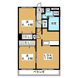 グレイスヴィラ 2LDKの間取図画像