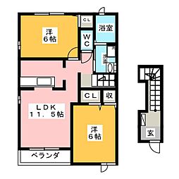 ヴィアーレ 2LDKの間取図画像