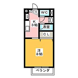 サープラスワンアクティブ 1Kの間取図画像