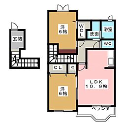 ヴィラージュ 2LDKの間取図画像