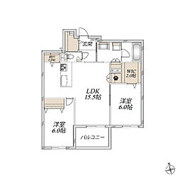 マンション大日 2LDKの間取図画像