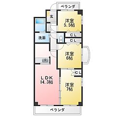 ガーデンシティ北名古屋 3LDKの間取図画像