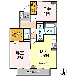 カーサなかやしき 2DKの間取図画像
