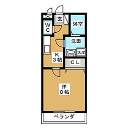ルミエール 1Kの間取図画像