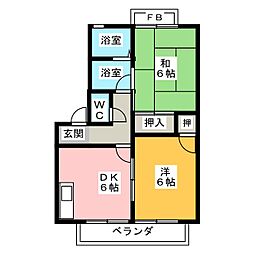 サンハイツ新川B 2DKの間取図画像