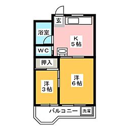 コーポタチバナ 2Kの間取図画像