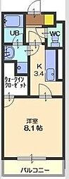 レジデンス林先 1Kの間取図画像