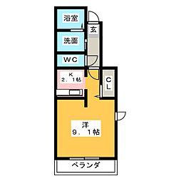 パークメゾン華6 1Kの間取図画像