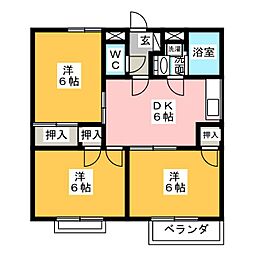 リバーシャロー 3DKの間取図画像