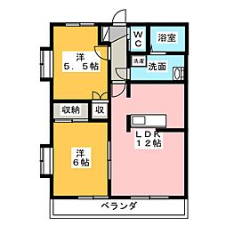 住彩苑 5階2LDKの間取り