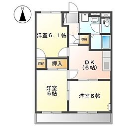 エクセリーヌK-2 3DKの間取図画像