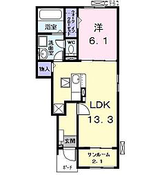 シェラタン（Ｓｈｅｒａｔａｎ） 1階1LDKの間取り