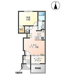 ハッピーウィン長尾 1LDKの間取図画像
