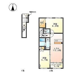 仮）弥富市平島町新築アパート 2階2LDKの間取り