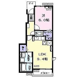 プルメリアガーデン 1LDKの間取図画像