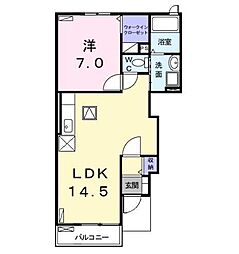 ブラン・ルピナスC 1LDKの間取図画像