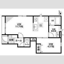 リーブルファイン鯏浦町 1LDKの間取図画像