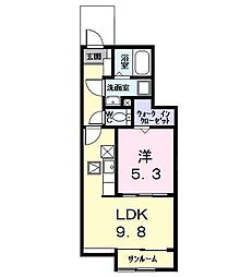 アルドールI 1LDKの間取図画像