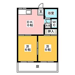 ニュー弥生B 2DKの間取図画像