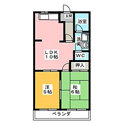 エクセラ中河原 2LDKの間取図画像