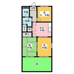 エクセリーヌK-1 3DKの間取図画像
