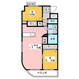 プレジャー弥富 2LDKの間取図画像