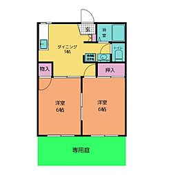 エスポワールK・1 2DKの間取図画像
