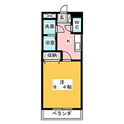 グランリヴィエール2 1Kの間取図画像