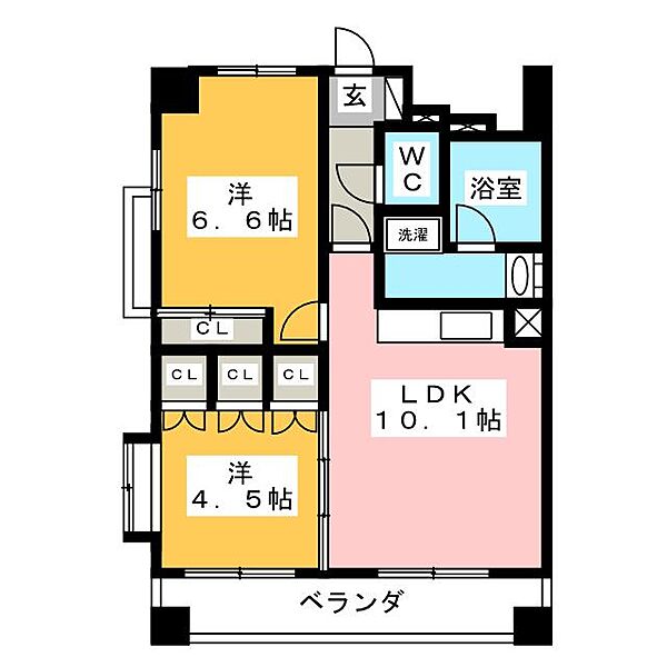 静岡馬場町エンブルコート ｜静岡県静岡市葵区馬場町(賃貸マンション2LDK・9階・47.79㎡)の写真 その2