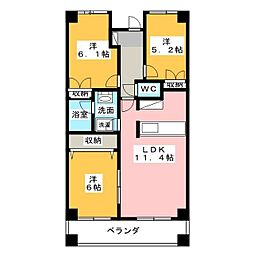 グランカーサ北安東 3LDKの間取図画像