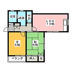 オリーブハイツ田町 2LDKの間取図画像