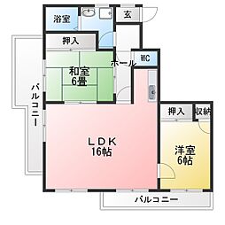 シティ・オーガ 2LDKの間取図画像