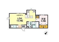 Dcrest相生 1LDKの間取図画像