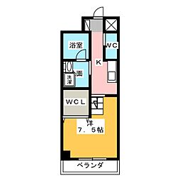 天王町comfort 1Kの間取図画像