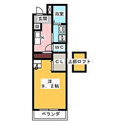 川辺町Comfort 1Kの間取図画像
