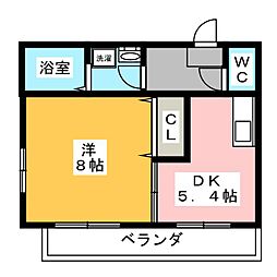 VillaCondesa伝馬町 1DKの間取図画像
