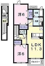 カーサ・ヴェルテ 2LDKの間取図画像