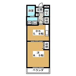 アビタシオンオジェール 1DKの間取図画像