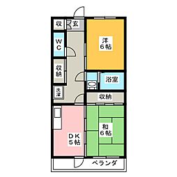 ドミールヤマザキ 2DKの間取図画像