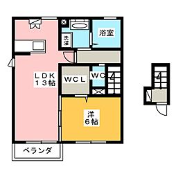 ボナール大岩B 1LDKの間取図画像