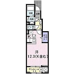 ベルアウローラ ワンルームの間取図画像